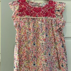 THML Floral Blouse with Pink and Red Embroidery